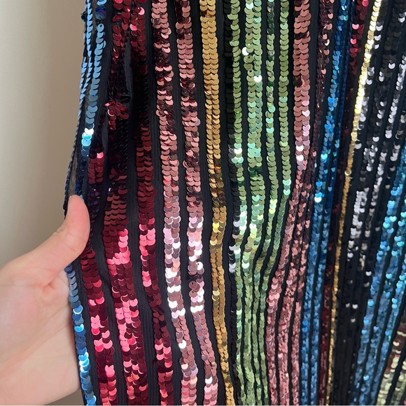 NWT Soprano Sleeveless Sequin Striped Midi Dress Multi Colored Size Small - Picture 4 of 10